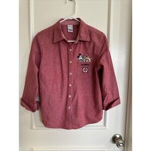 Disney Vintage Youth Size Large Kids S.S. Mickey Shirt Button Up Red Boys